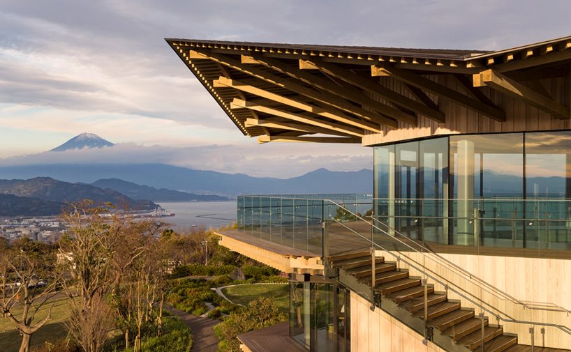 kengo kuma builds octagon-shaped observatory in nihondaira with