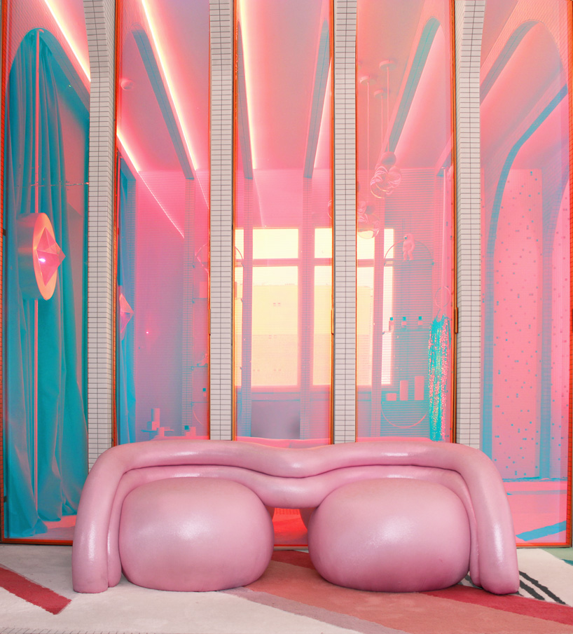 patricia bustos references video games to create retro-futuristic dressing room