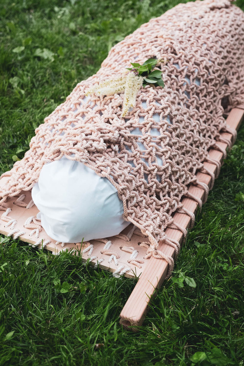 shaina garfield redesigns death with eco-friendly macramé coffin