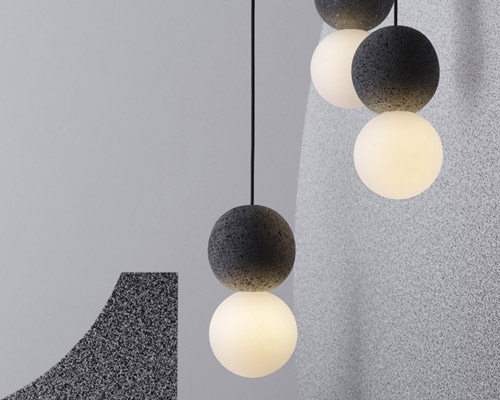 studio davidpompa combines volcanic rock and opal glass in new 'origo' collection