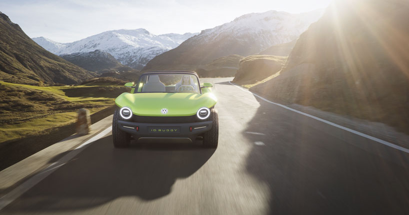 bright green electric volkswagen ID reimagines the iconic beach buggy