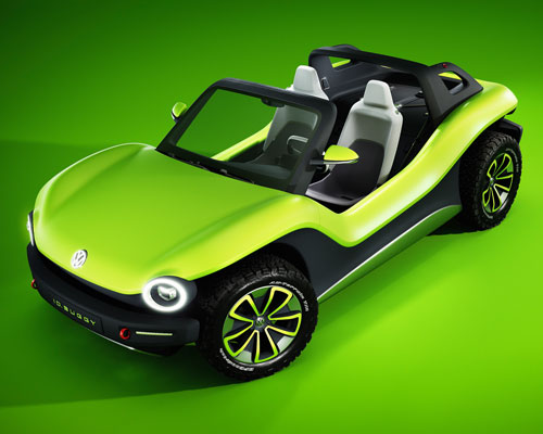 bright green electric volkswagen ID reimagines the iconic beach buggy