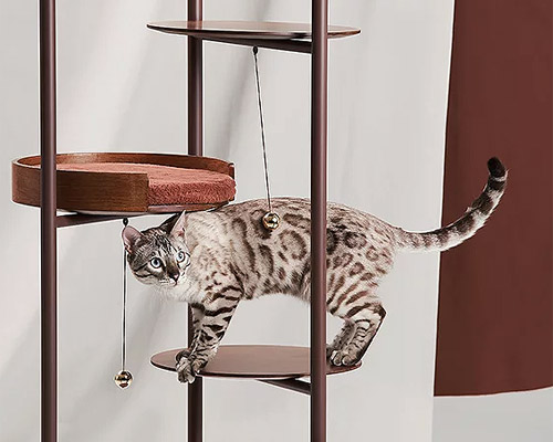 sophisticated cat tower designed by korean studio jiyoun kim