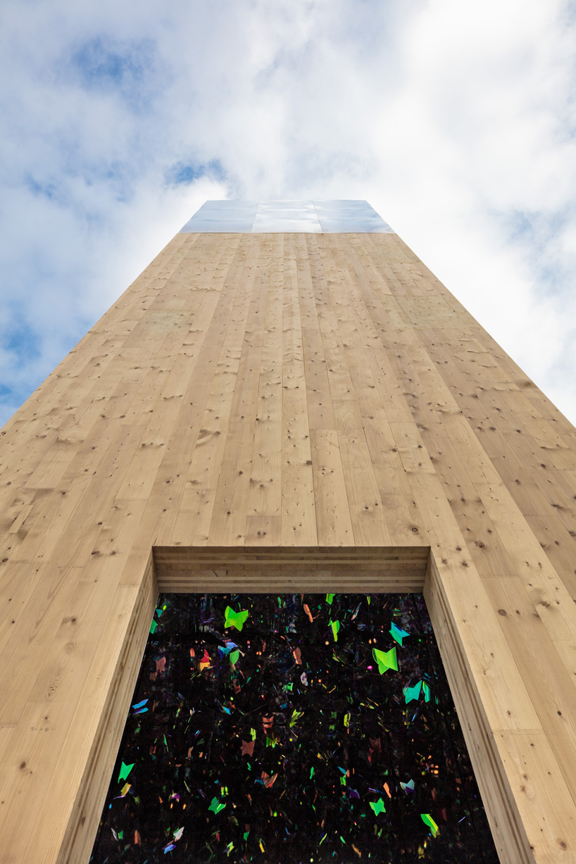 3M design and matteo thun install kaleidoscope tower of butterflies at milan design week