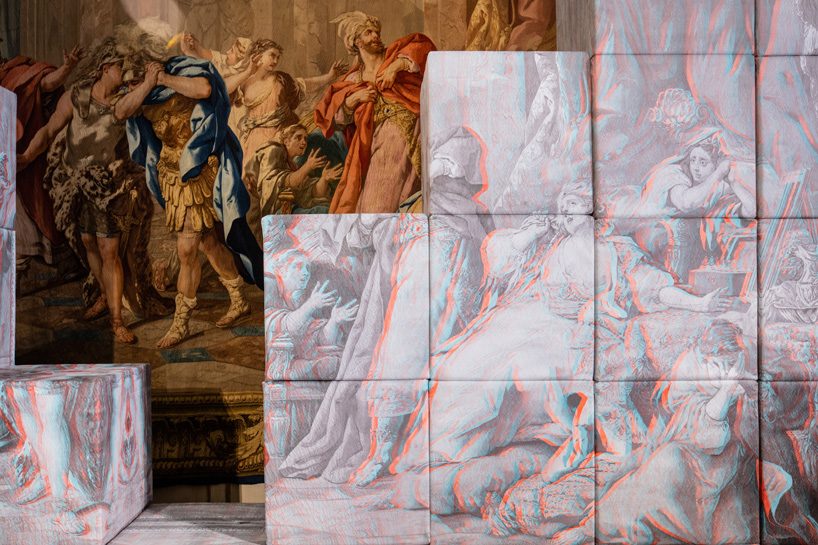 alcantara stages de/code exhibition in the tapestry rooms of milan's royal palace