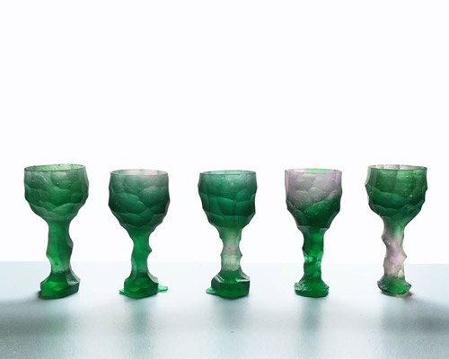 alissa volchkova forms irregular crystal glasses for alcova at milan design week