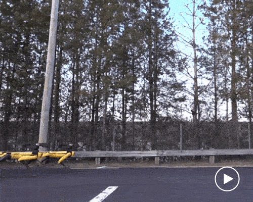 boston dynamics employs a pack of robot dogs to tow this huge truck