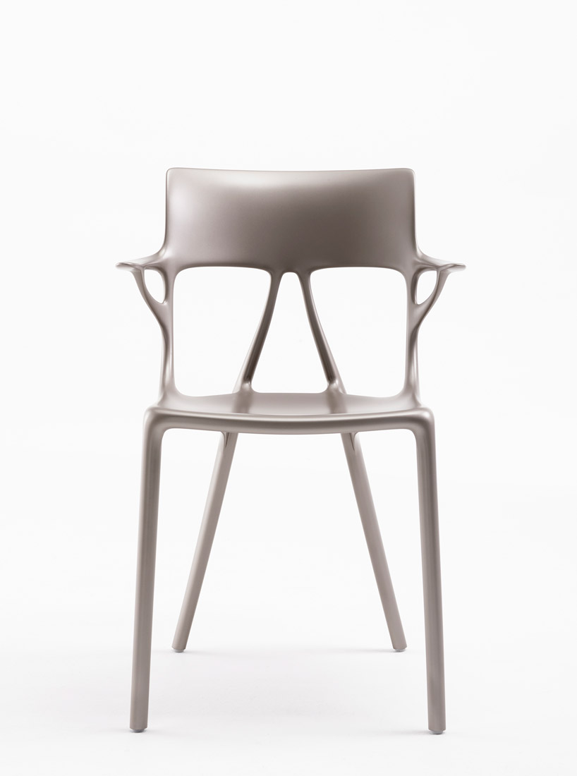 kartell and philippe starck present a chair designed using A.I at salone del mobile designboom