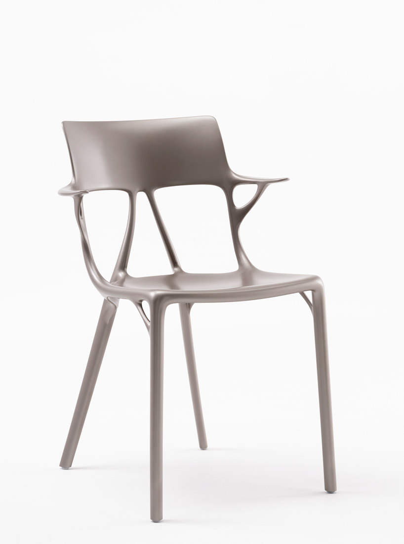 kartell and philippe starck present a chair designed using A.I at salone del mobile designboom