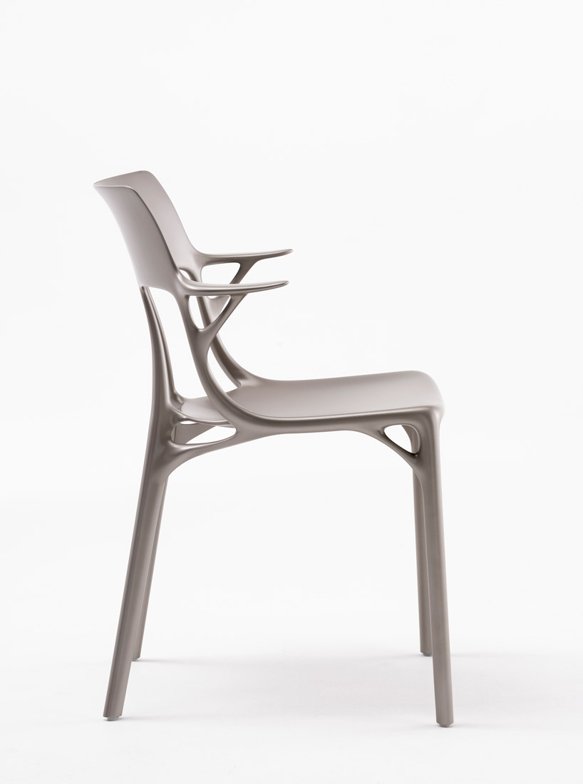 kartell and philippe starck present a chair designed using A.I at salone del mobile designboom
