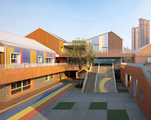 colorful kindergarten by init design office adds vibrant layer to chinese cityscape