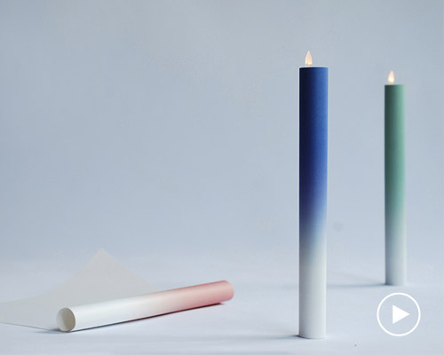 kazuhiro yamanaka rolls A4 paper to create a flickering LED candle