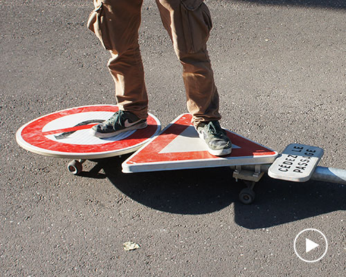 benedetto bufalino transforms street signpost into working skateboard