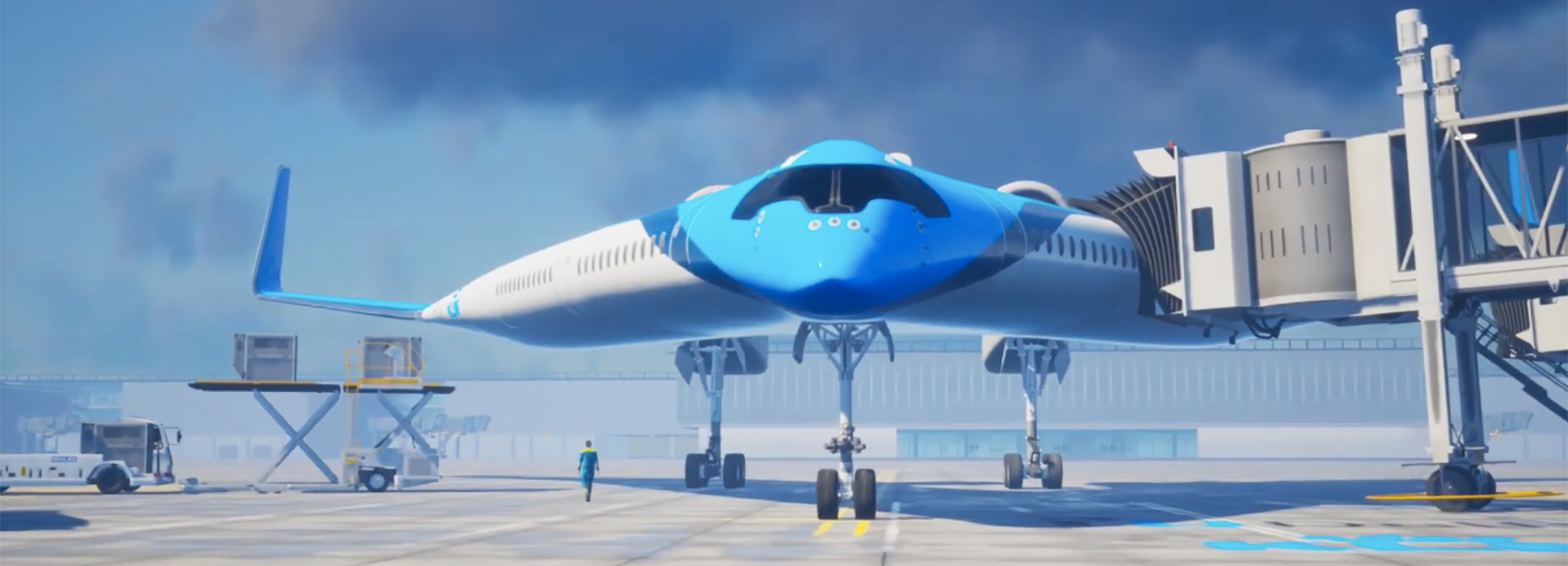 the twopronged 'flyingV' airplane is KLM and TU delft's vision for