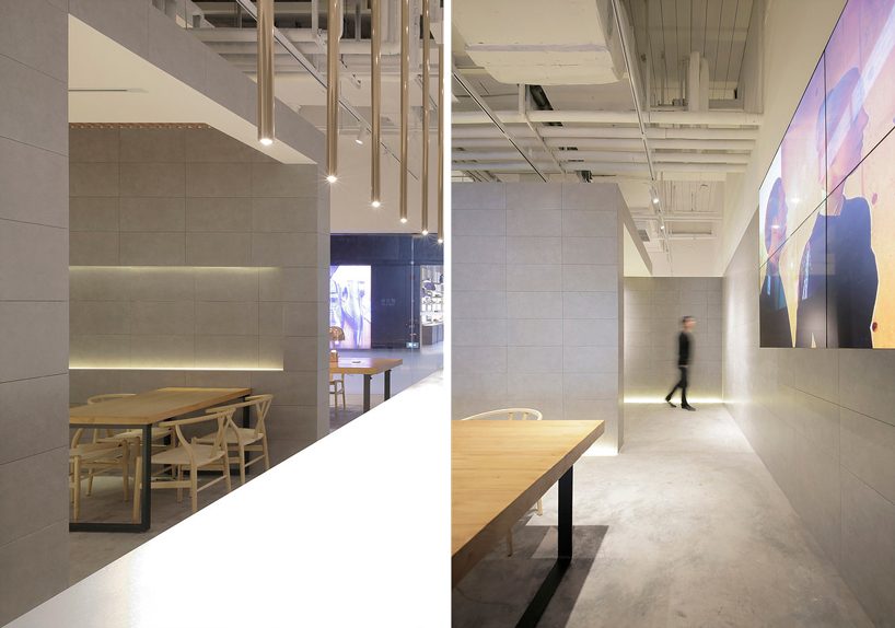 jun murata / JAM uses exposed concrete and brass accents for shanghai's cafe la loop 86 designboom