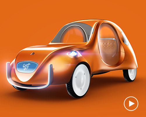 martin hajek imagines citroen's 2CV as a modern day electric mobile