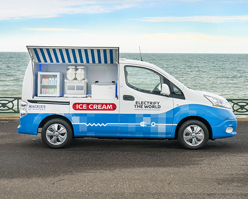 nissan debuts zero-emission ice cream van that uses twitter to entice its customers
