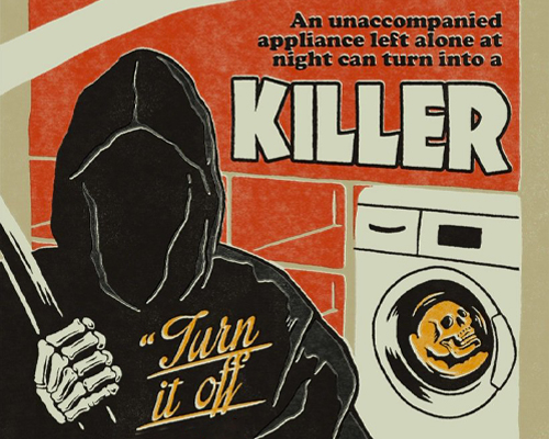 absurd creates vintage 'etiquette' style posters to illustrate kitchen dangers
