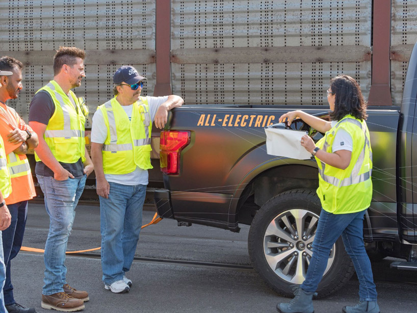 ford teases all-electric f-150 pickup truck that can tow over a million pounds
