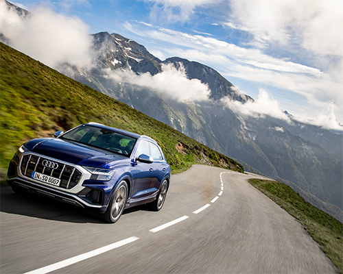 scaling the summits of the french pyrenees in the sporty AUDI SQ8 SUV