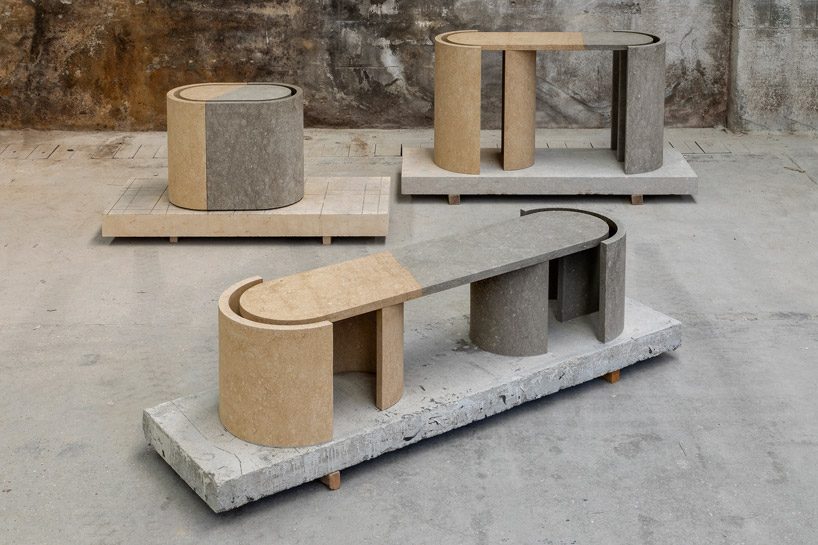 the BICOLORE collection by BCXSY highlights the beauty of ancient vicenza stone designboom