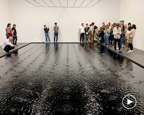 belu-simion fainaru's rose of nothingness drips black water in art basel 2019