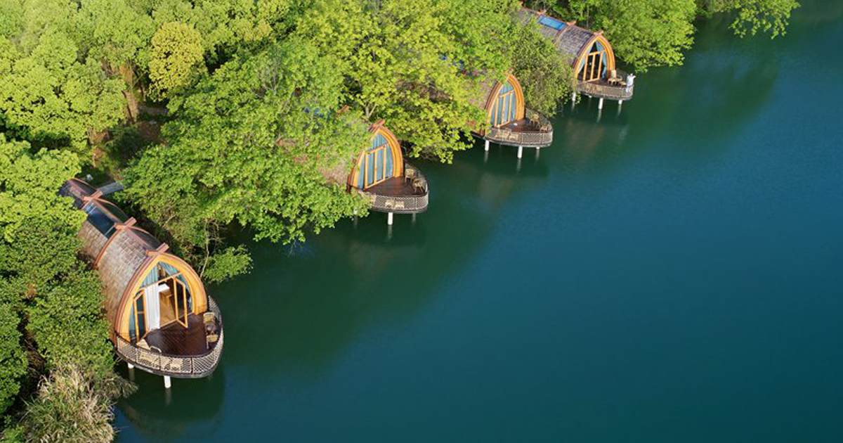 idyllic timber boat rooms are designed to 'float' on the