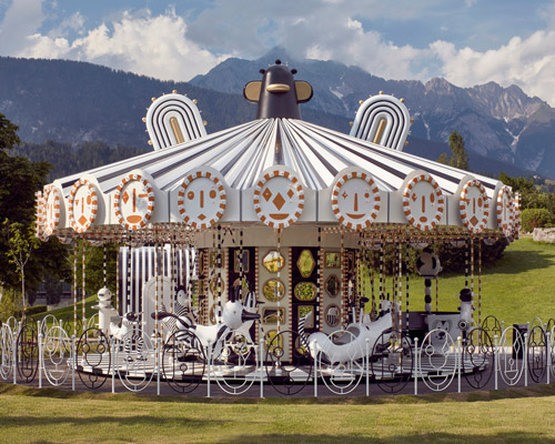 jaime hayon creates a fantastical, rideable, crystallized carousel for swarovski in austria