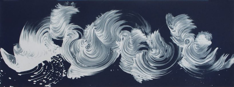 james nares suspends himself over the canvas to create large-scale, single-swipe paintings - 6