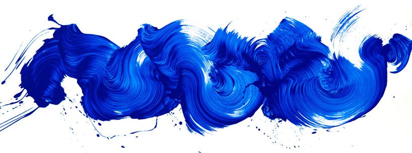james nares suspends himself over the canvas to create large-scale, single-swipe paintings - 4