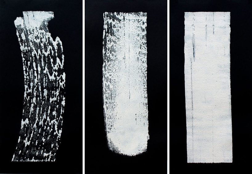 james nares suspends himself over the canvas to create large-scale, single-swipe paintings - 3