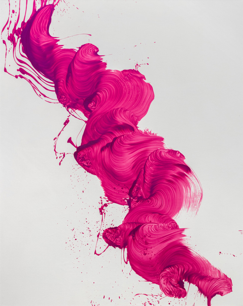 james nares suspends himself over the canvas to create large-scale, single-swipe paintings - 8