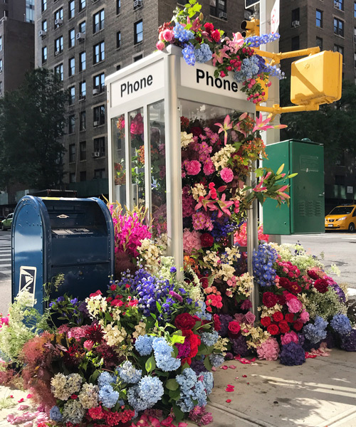 a bountiful bouquet emerges from this new york city phone booth