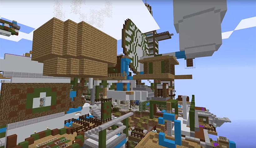 200 people virtually come together to build a massive starbucks island in minecraft