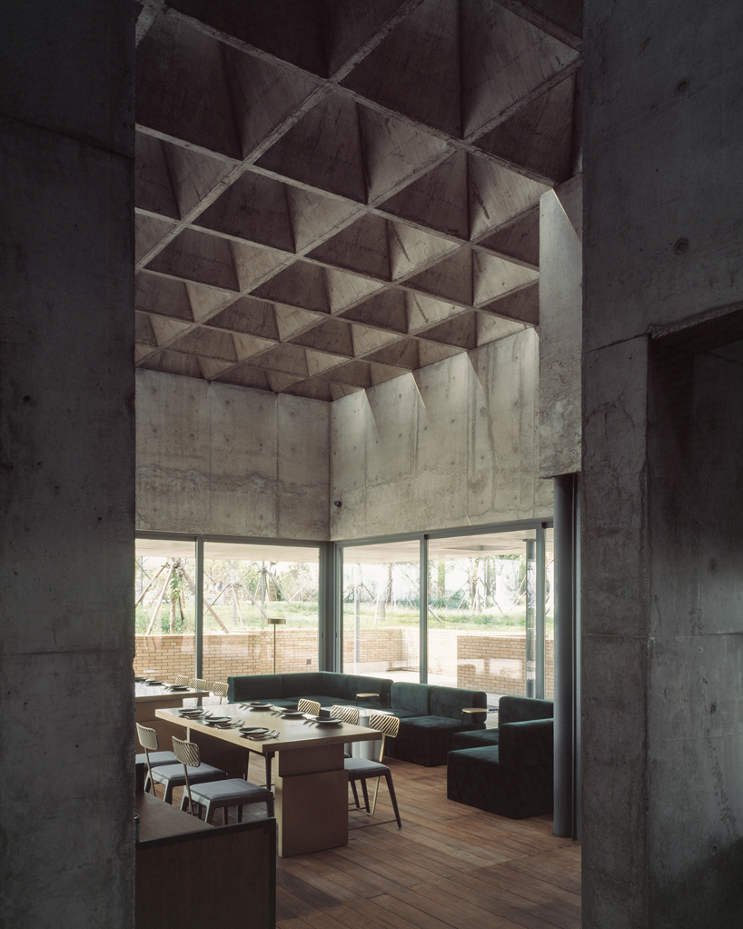 concrete waffle beams bring natural light into vector architects' restaurant in china designboom