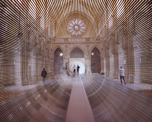magnetic tape transforms bordeaux chapel into a tunnel of blurred boundaries