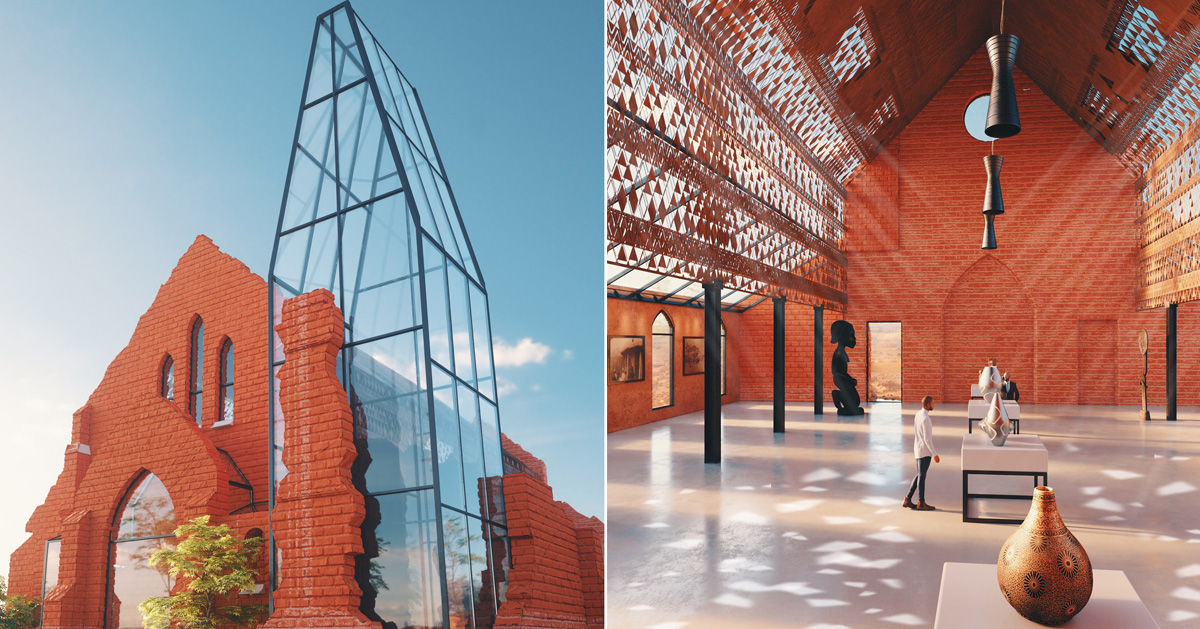 old palapye museum proposal is set within the ruins of a burnt brick