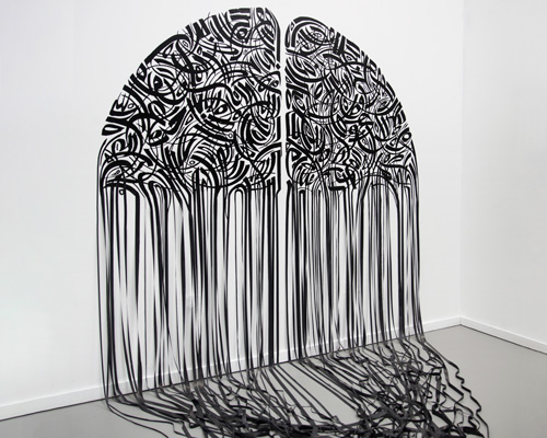 sasan nasernia deconstructs persian and arabic calligraphy to form 'dripping' compositions