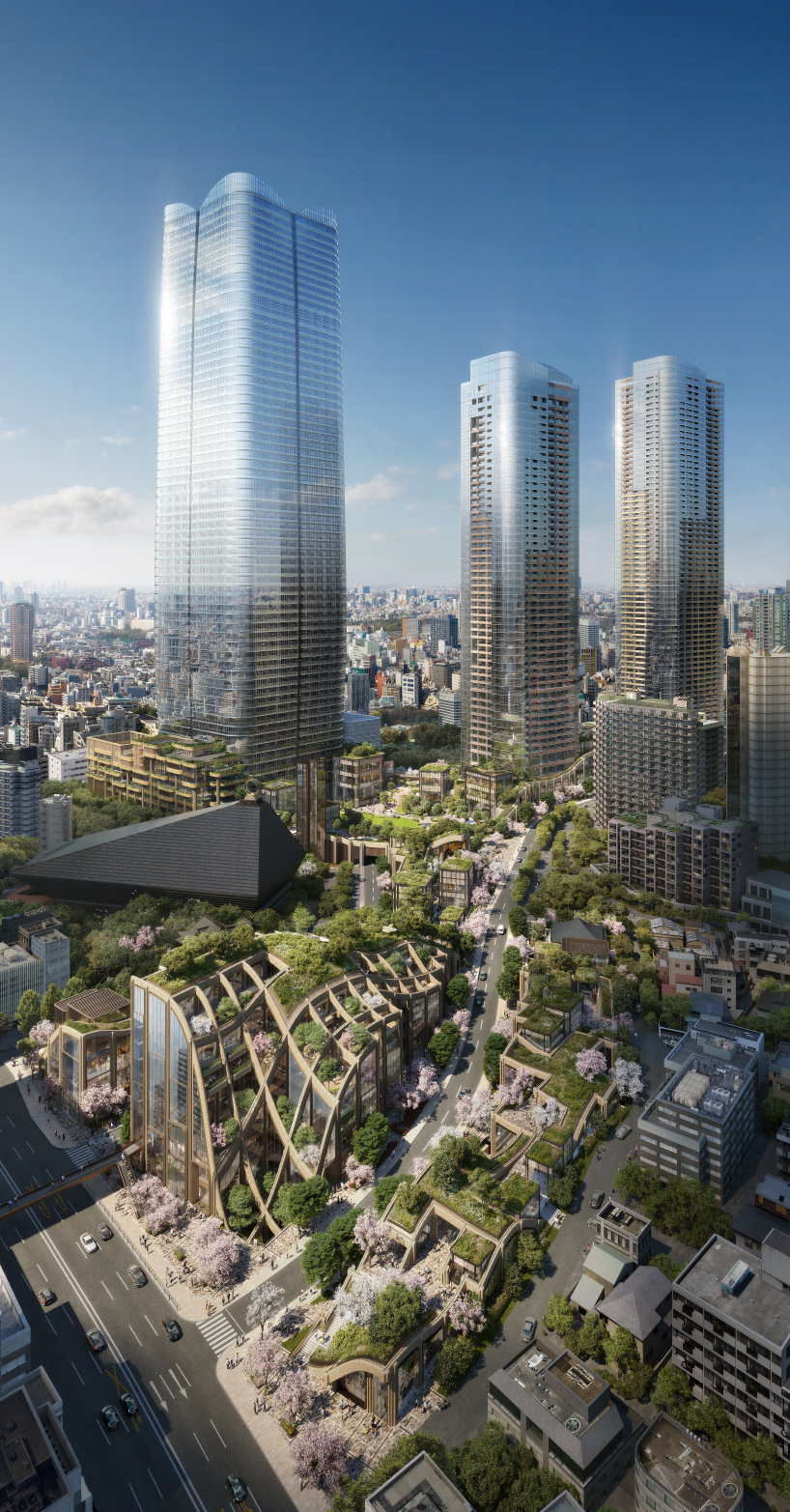 heatherwick studio plans giant 'planted pergola' for mixed-use tokyo development - 2