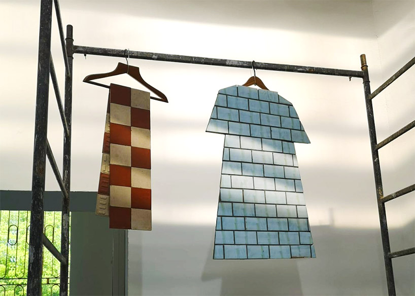 zhanna kadyrova repurposes ceramic tiles into garments in second hand project