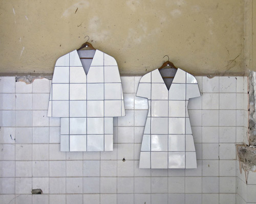 zhanna kadyrova repurposes ceramic tiles into garments in second hand project