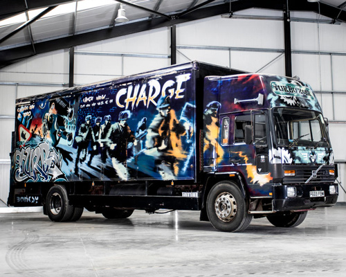 an early banksy artwork painted on a truck is up for auction (and expected to be expensive)