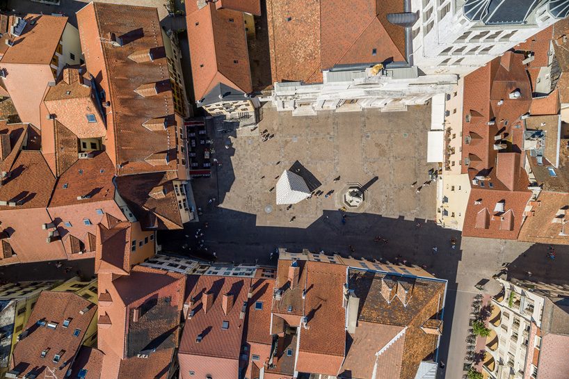  behin ha suspends a temporary inverted garden within the living pavilion in france