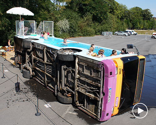 benedetto bufalino turns tipped over bus into public swimming pool