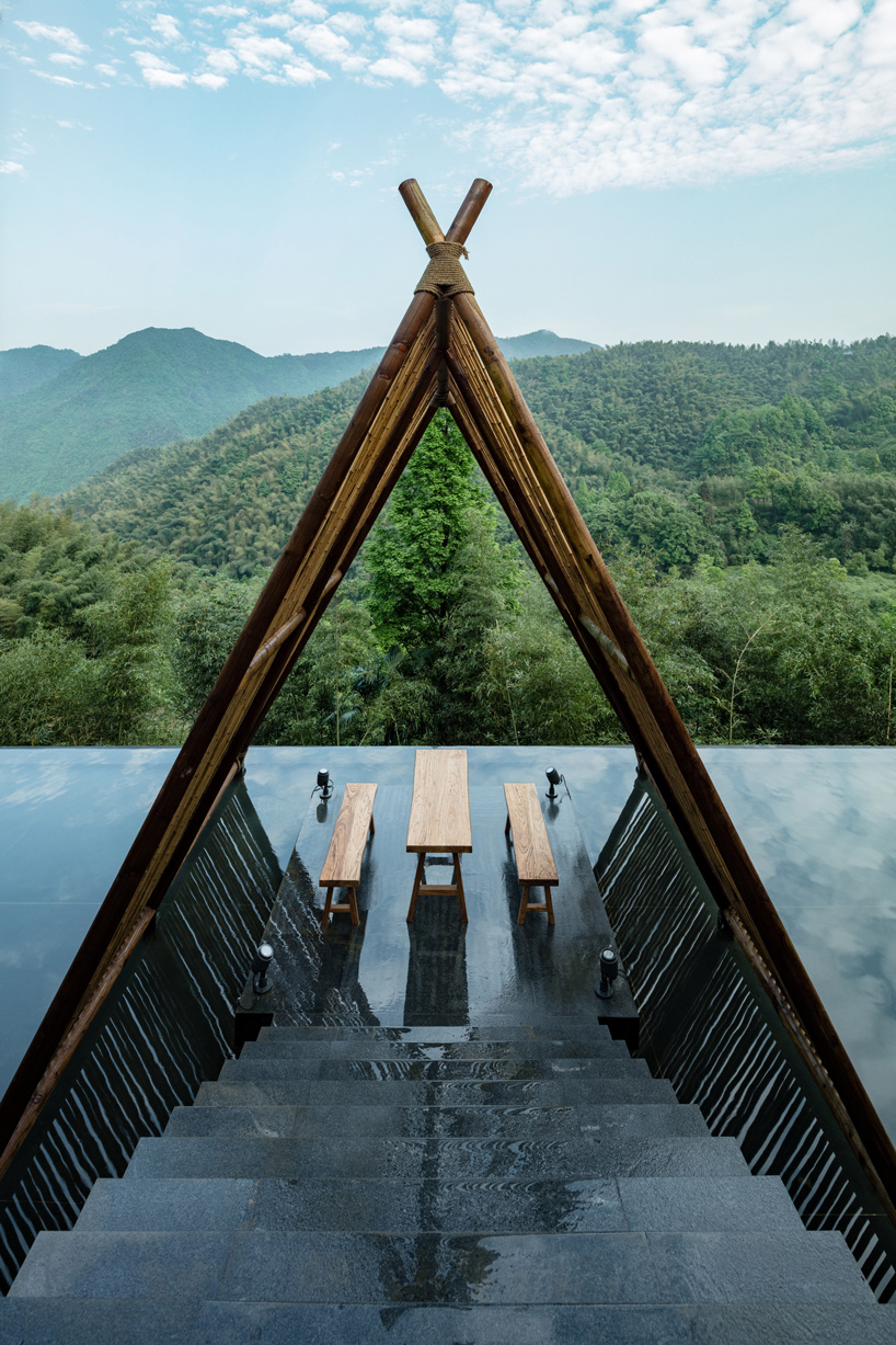 kooo architects rebuilds 'origin villa' hotel in rural china using bamboo, stone + charred wood
