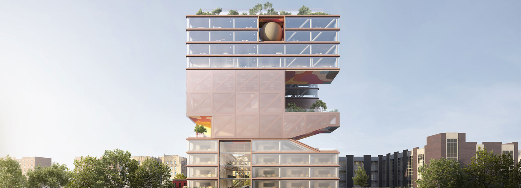 ODA punctuates the compact cube of the beth rivka school in brooklyn with voids + spheres