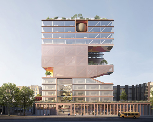 ODA punctuates the compact cube of the beth rivka school in brooklyn with voids + spheres