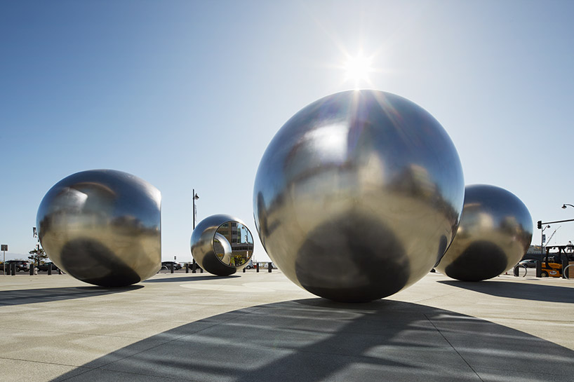 olafur eliasson seeing spheres create an environment of multilayered, reflected spaces