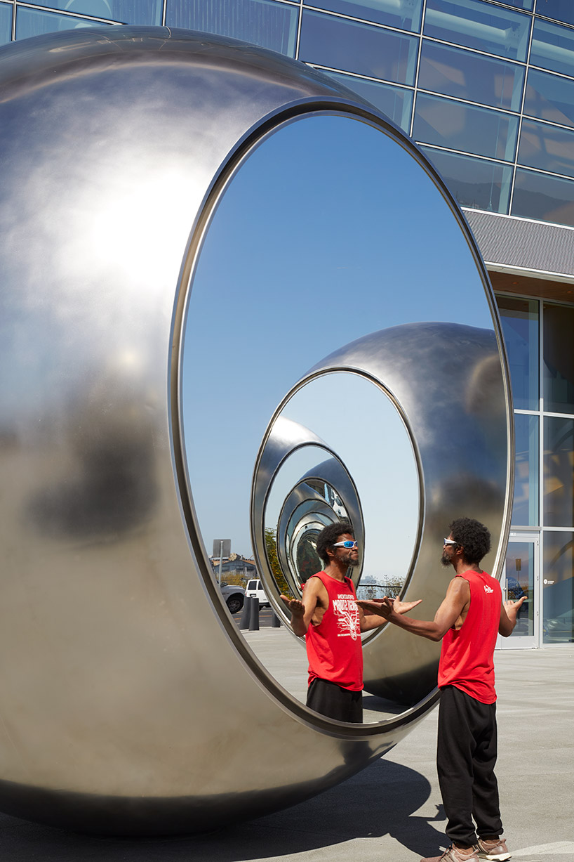 olafur eliasson seeing spheres create an environment of multilayered, reflected spaces