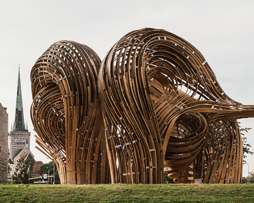 steam-bent timber pavilion presented at tallinn architecture biennale 2019